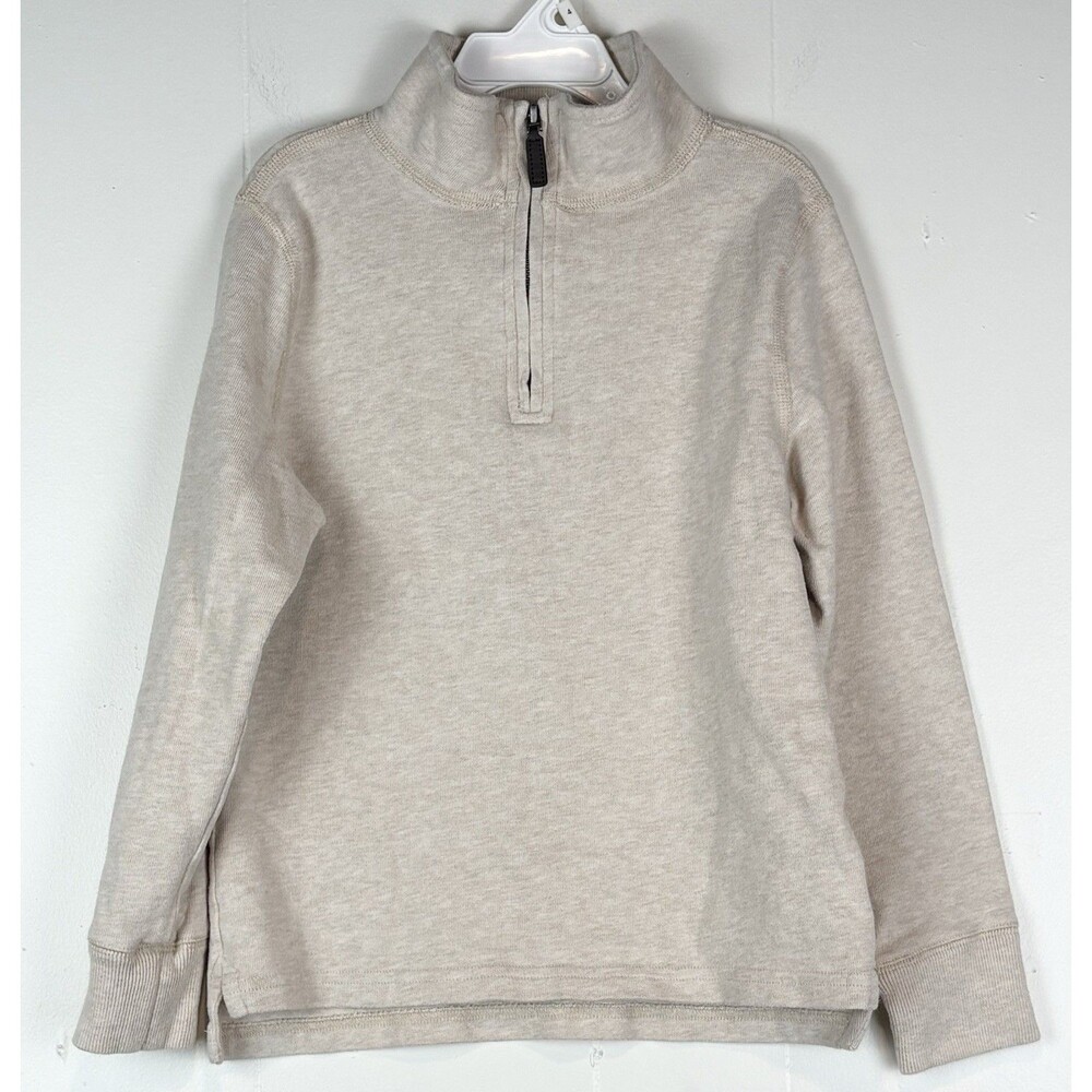 Crewcuts Boys Quarter Zip Pullover Sweater Sweatshirt Mock Neck Beige Small, 6/7